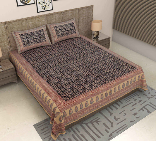 Luxury Floral Bedsheet Srishti Textile for Elegant Bedding Bedsheet srishti-textile-luxury-floral-bedsheet-black-red-pattern