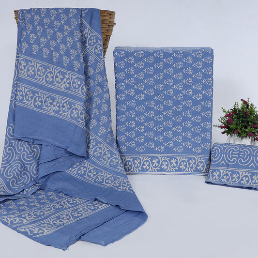 Srishti Textile Tealish Blue Cotton Suit Fabric Unstiched cotton Suit Dress Material tealish-blue-cotton-suit-fabric-floral-printed-set