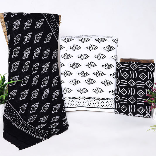 Srishti Textile Unstitched Cotton Suit with Black and White Mulmul Dupatta Unstiched cotton Suit Dress Material vendor-black-and-white-mulmul-dupatta-printed-designs-3-pieces