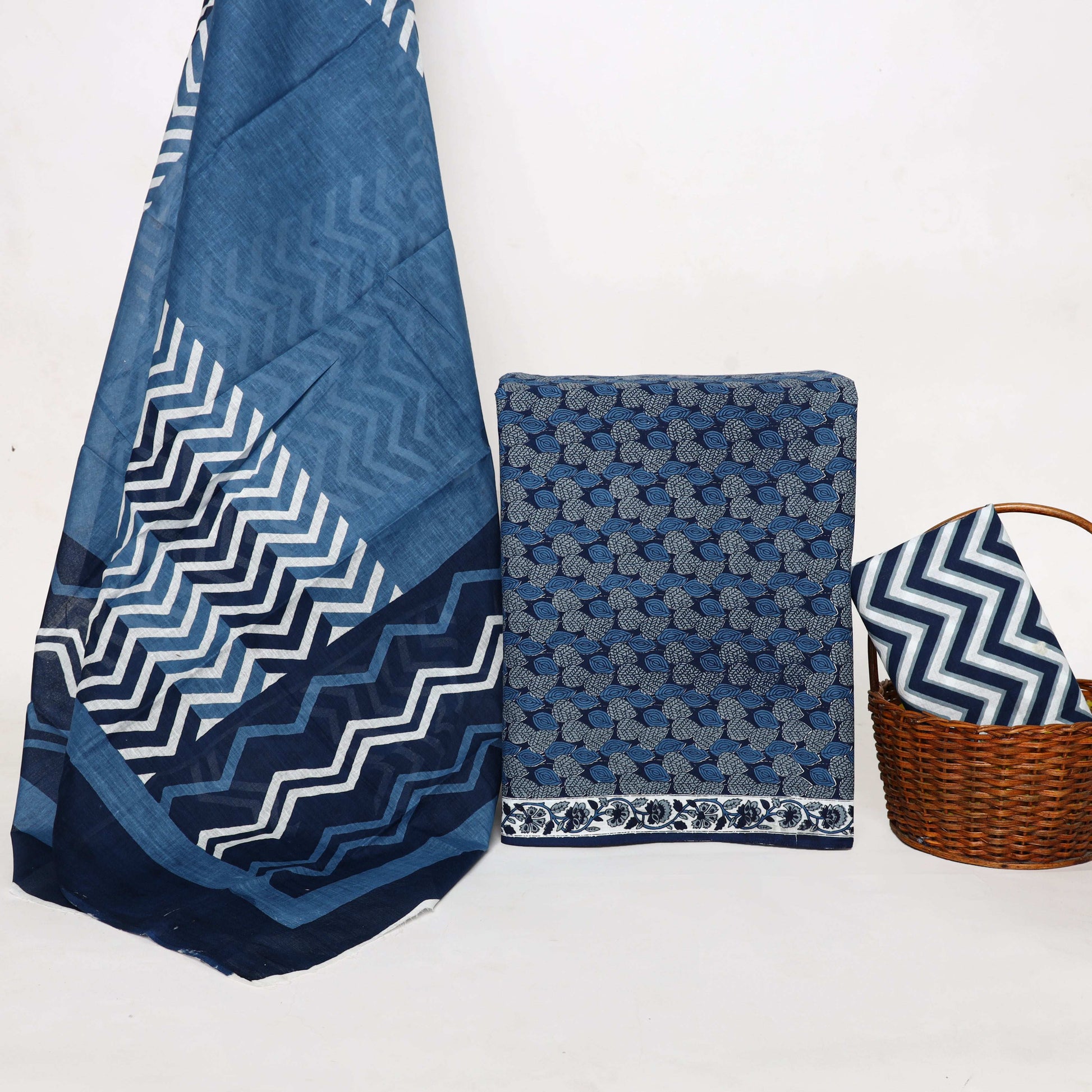 Srishti Textile Blue Unstitched Cotton Suit - Sanganeri Handblock Print Sanganeri Handblock Printed Suits vendor-blue-unstiched-cotton-suit-geometric-patterns-and-basket-_1