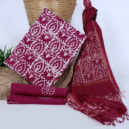 Srishti Textile Pink Cotton Unstitched Suit Dress Material Unstiched cotton Suit Dress Material With Kota Doria Dupatta vendor-pink-cotton-unstitched-suit-block-printed-fabric-and-scarf