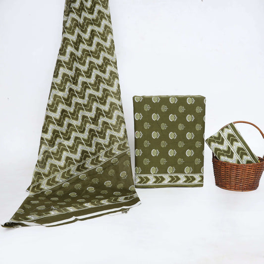 Srishti Textile Unstitched Floral Suit Material Unstiched cotton Suit Dress Material vendor-unstitched-floral-suit-material-olive-green-design-_1