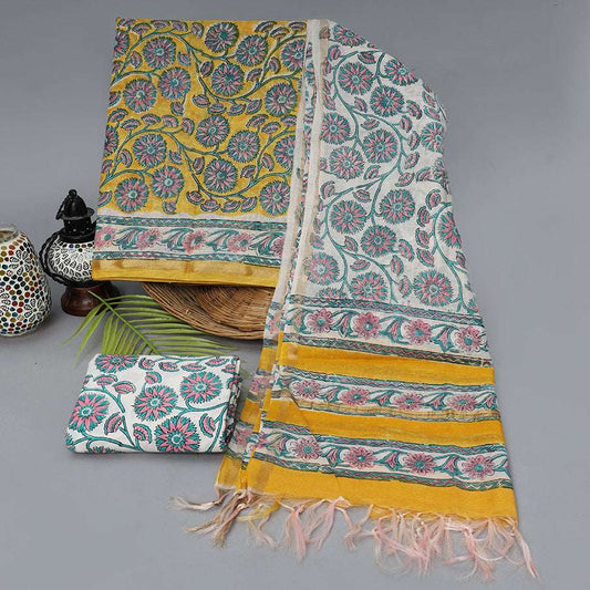 Srishti Textile Yellow Floral Chanderi Suit - Elegant Design Chanderi Suit vendor-yellow-floral-chanderi-suit-embroidered-designer-scarf-and-top-_1