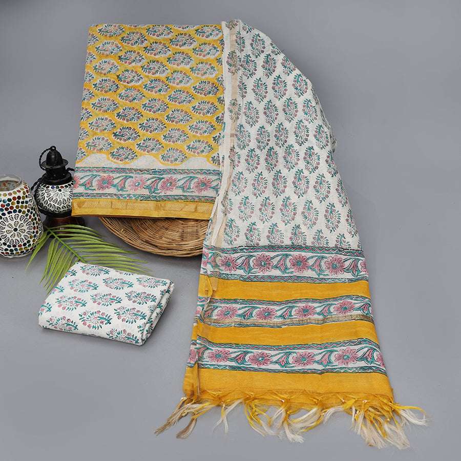 Srishti Textile Yellow Block Print Chanderi Suit Chanderi Suit yellow-block-print-chanderi-suit-textured-fabric-with-dupatta-_1