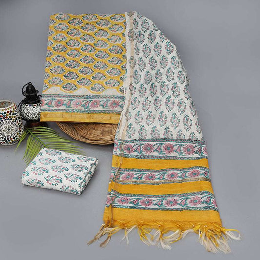 Srishti Textile Yellow Block Print Chanderi Suit Chanderi Suit yellow-block-print-chanderi-suit-textured-fabric-with-dupatta-_1