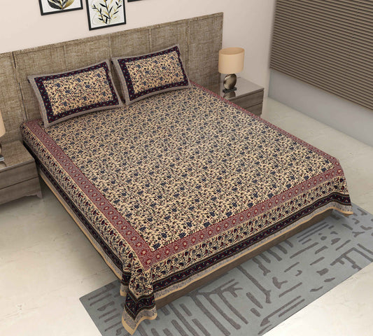 Srishti Textile Yellow Orange Floral Bedsheet Cotton Bedsheet yellow-orange-floral-bedsheet-cotton-bed-cover