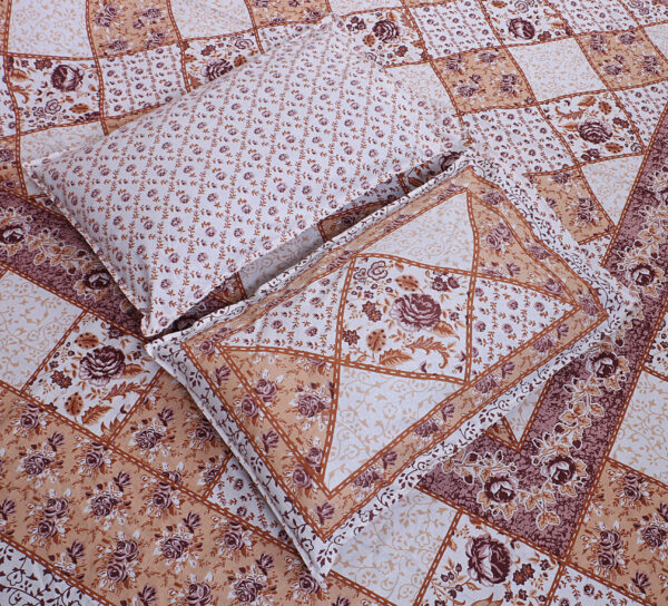 Elegant Light Taupe Jaipuri Printed King-Size Bedsheet - 100×108