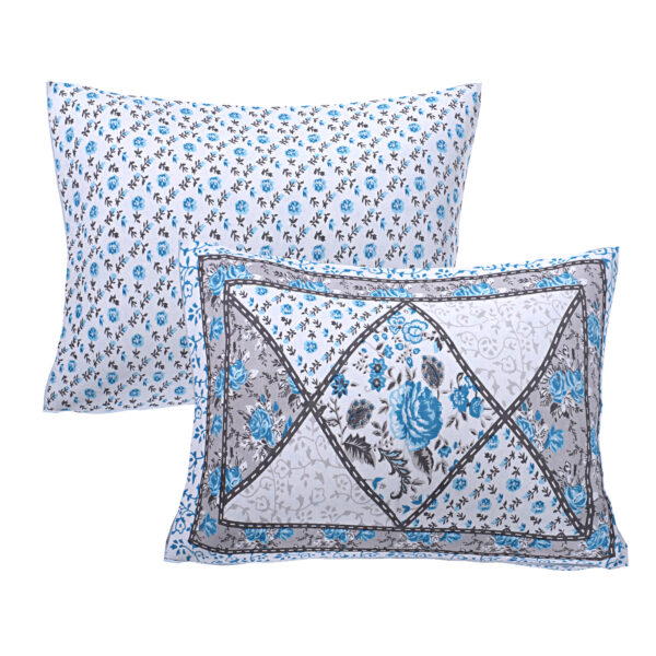 Metallic Blue Jaipuri Print King-Size Bed Sheet - 100x108