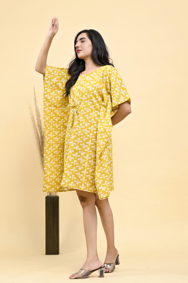 Mustard Sunshine: Block Printed Short Ladies Kaftan