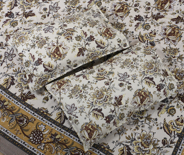 Jaipuri King Size Bedsheet: Beige Multicolor