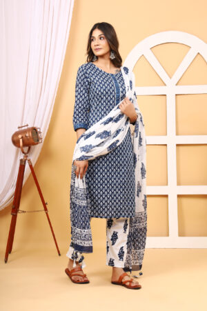 Buy Indigo Blue Printed Cotton Kurti Online in India | Indian fashion  dresses, Indian designer outfits, Dress indian style