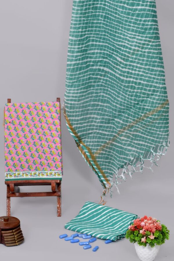 Artisanal Kota Doria Pink Green Salwaar Suits Collection
